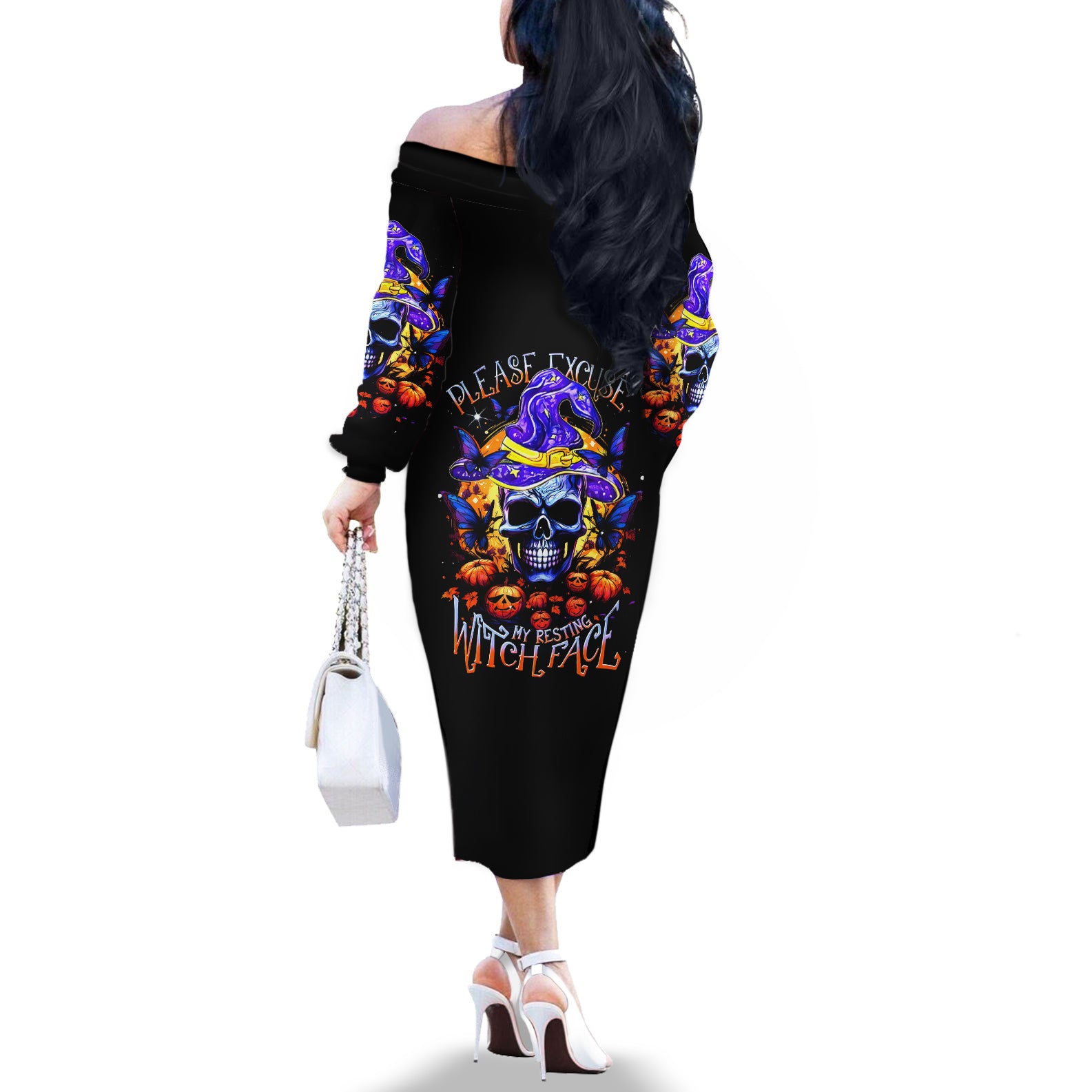 halloween-skull-off-the-shoulder-long-sleeve-dress-please-excuse-my-resting-witch-face