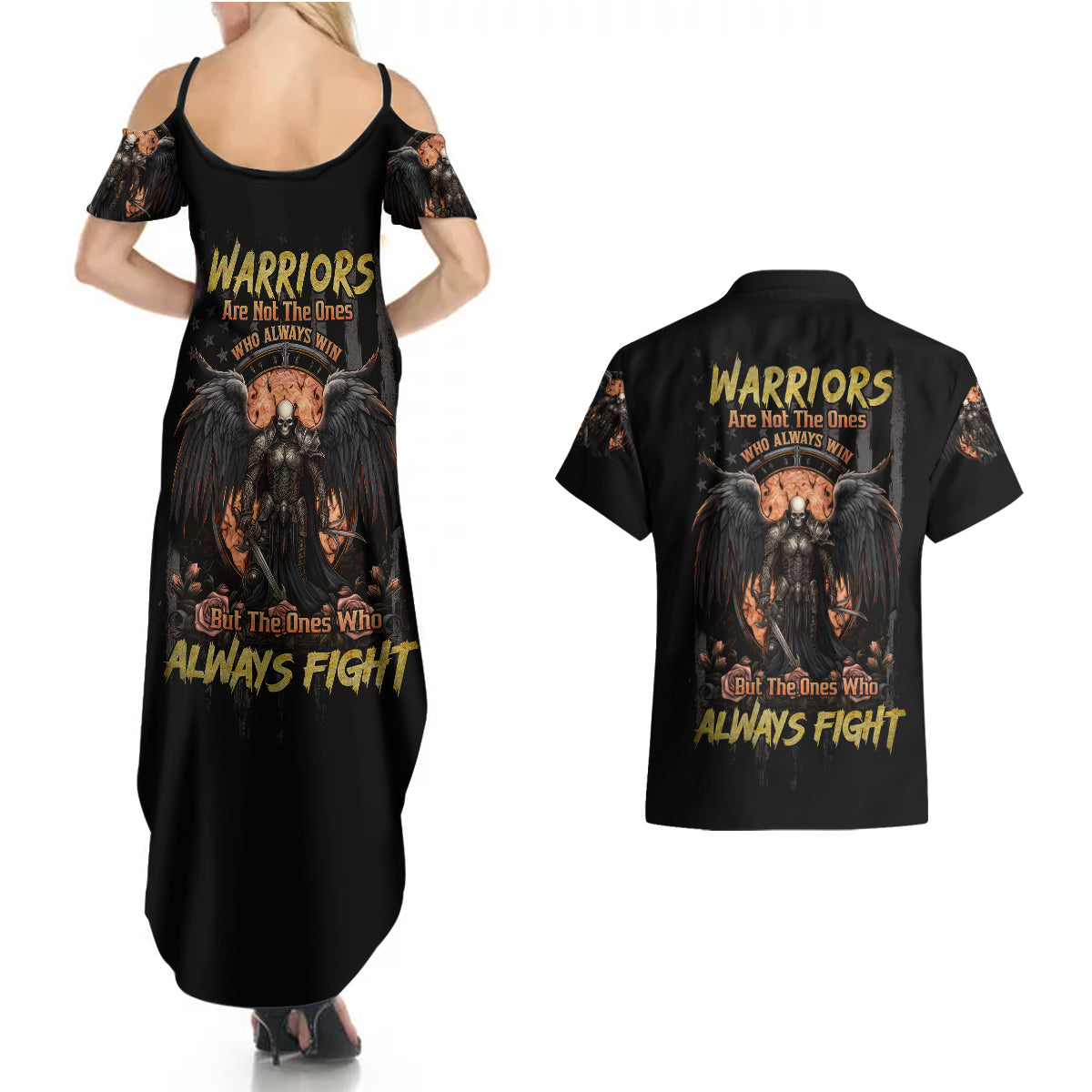 warrior-skull-couples-matching-summer-maxi-dress-and-hawaiian-shirt-warriors-are-the-one-who-always-fight