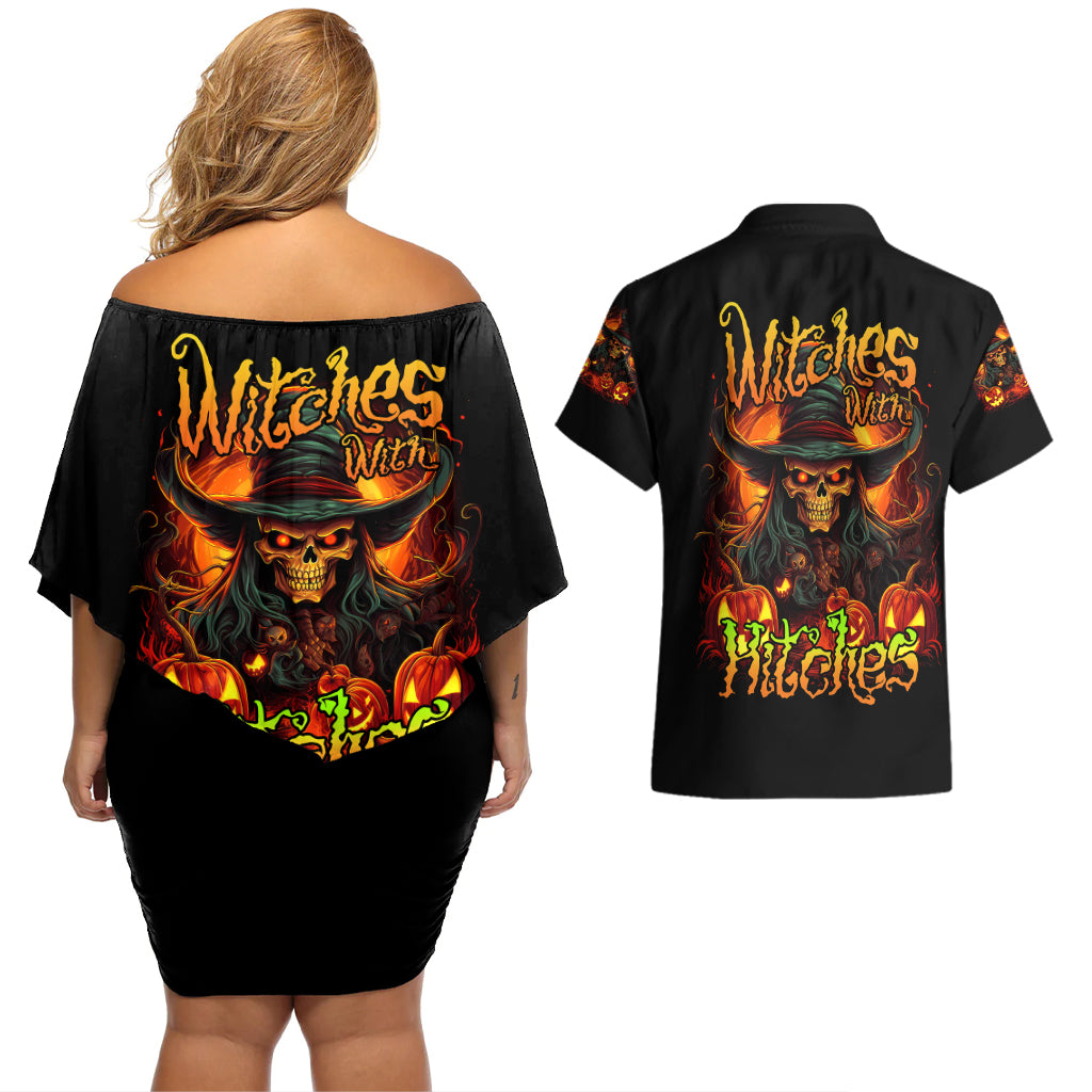 witch-skull-couples-matching-off-shoulder-short-dress-and-hawaiian-shirt-witches-with-hitches