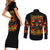 Witch Skull Couples Matching Short Sleeve Bodycon Dress and Long Sleeve Button Shirt Witches With Hitches