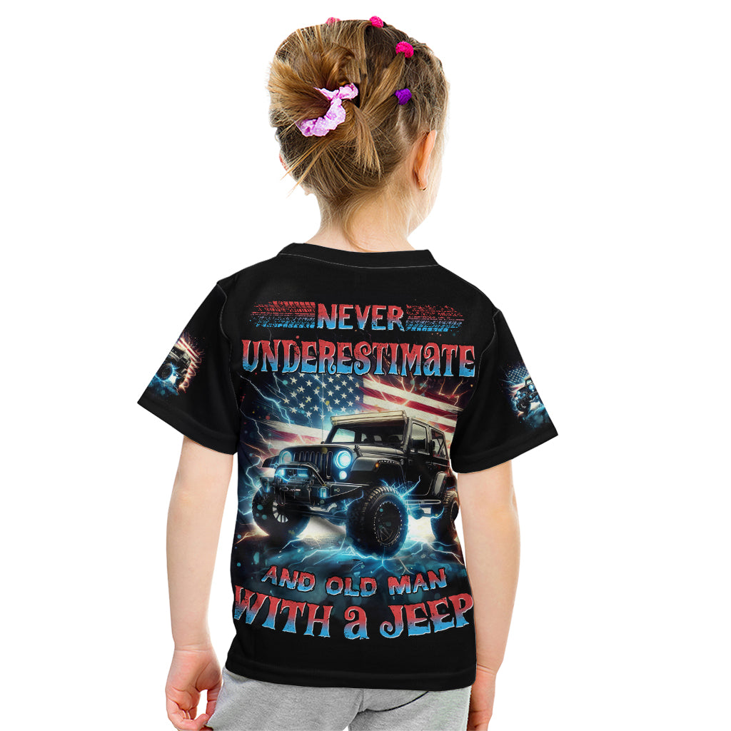 Flag Jeep Kid T Shirt Never Underestimate And Old Man With A Jeep