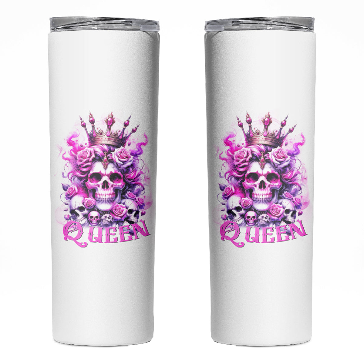 Rose Skull Skinny Tumbler Queen Skull