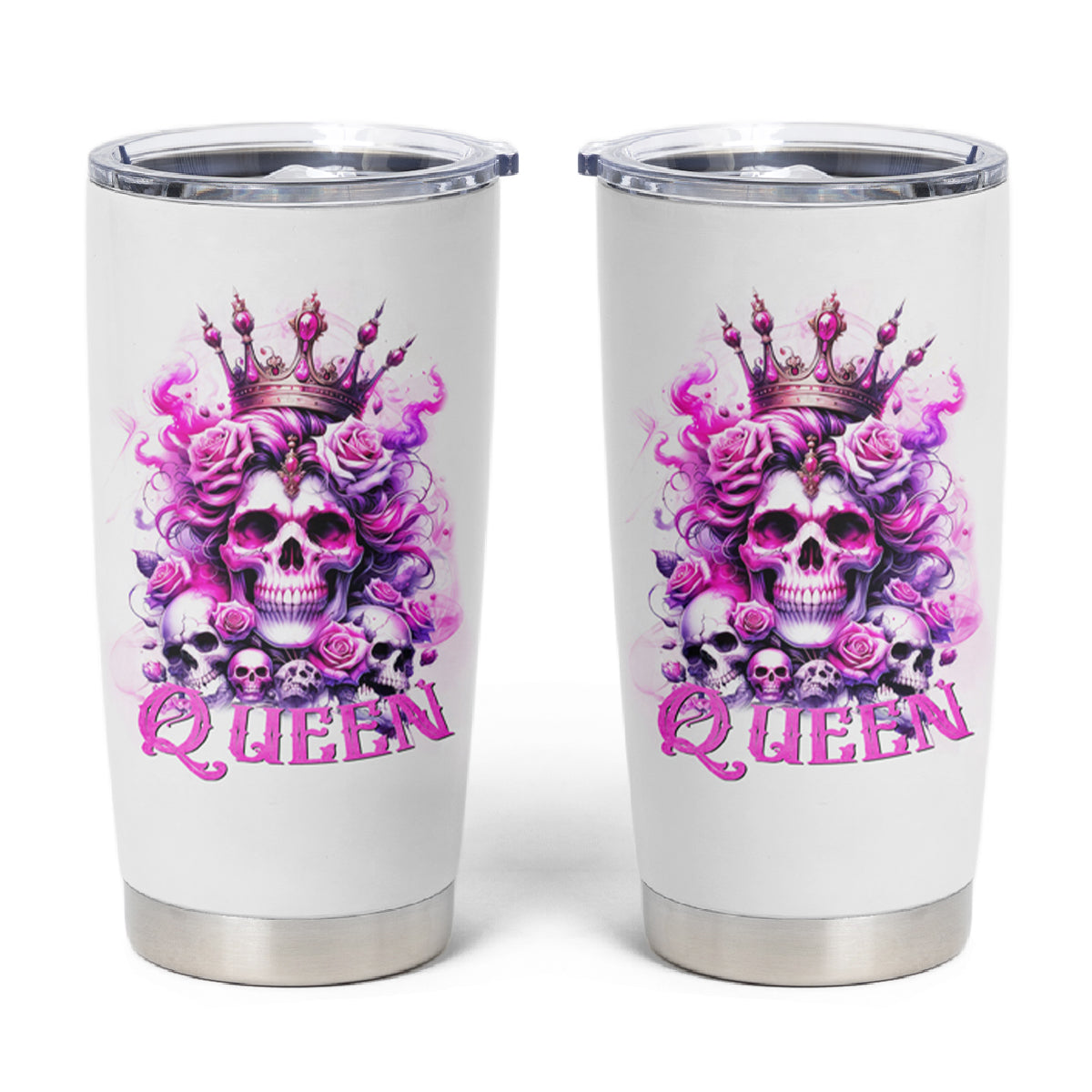 Rose Skull Tumbler Cup Queen Skull