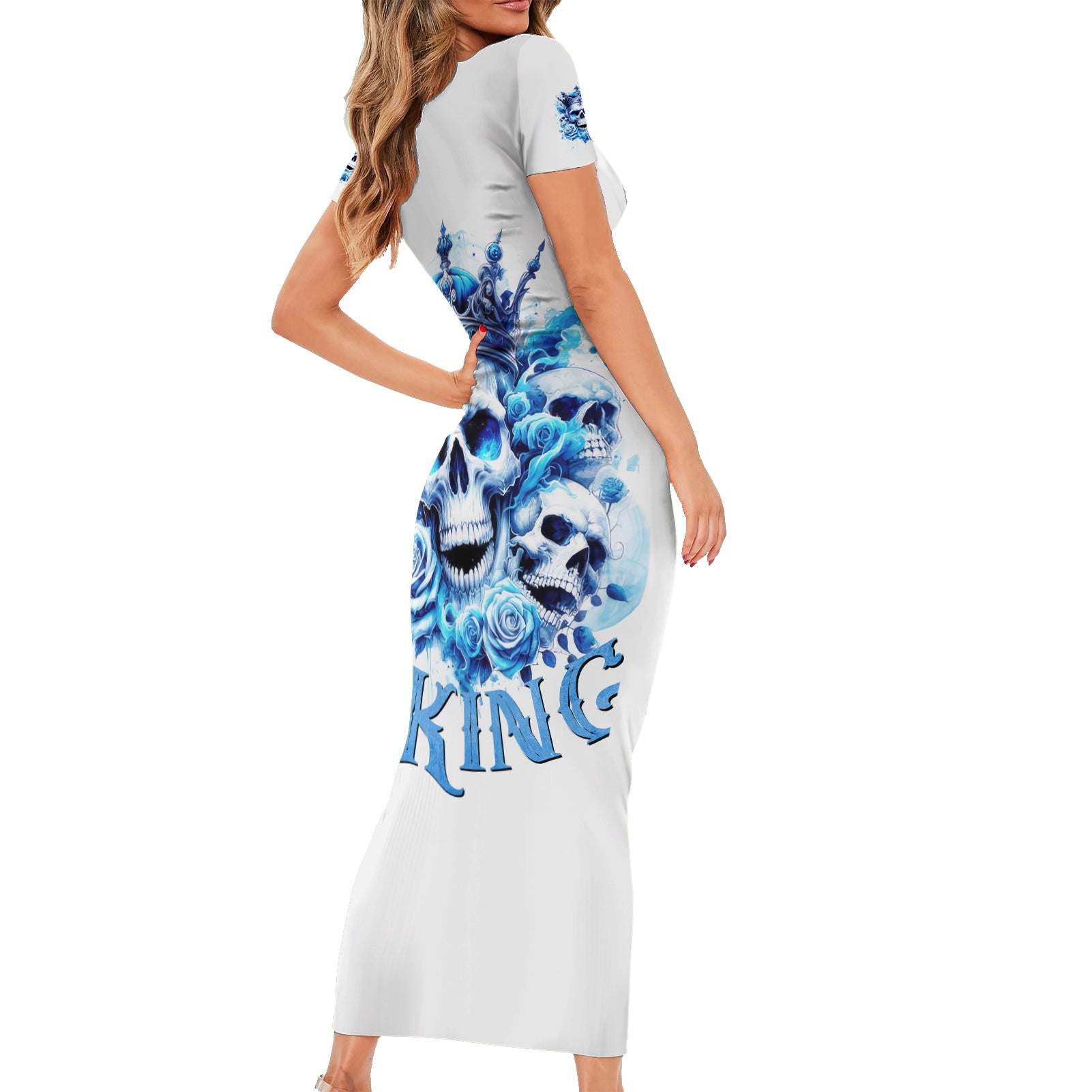 Rose Skull Short Sleeve Bodycon Dress King Skull