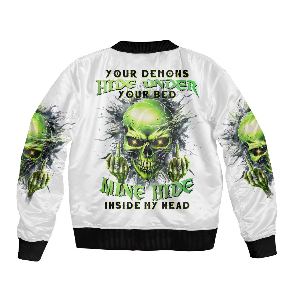 Thunder Skull Bomber Jacket The Demon Hide Under Your Bed Mine Hide Inside My Head