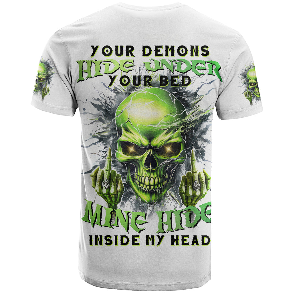 Thunder Skull T Shirt The Demon Hide Under Your Bed Mine Hide Inside My Head