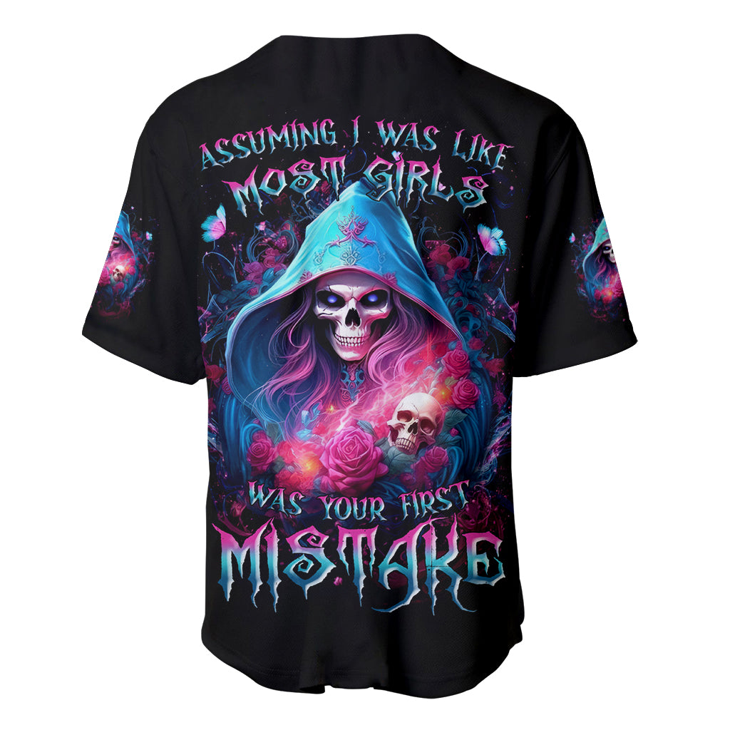 Witch Skull Baseball Jersey Assuming Was Like Most Girls Was Your First Mistake