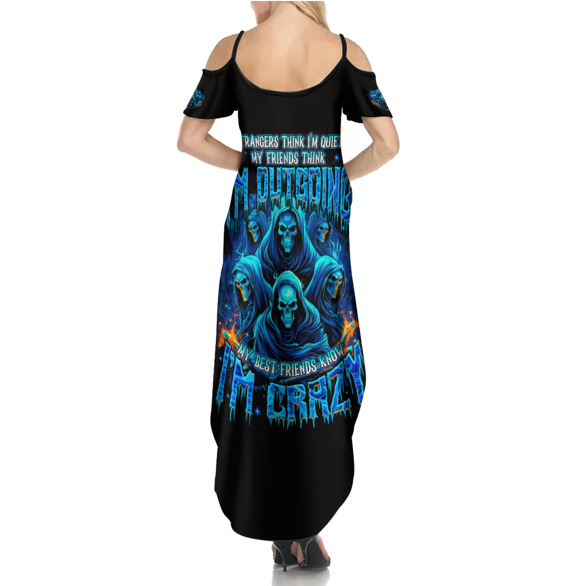 Witch Skull Summer Maxi Dress Stranger Think I'm Quiet My Best Friends Know I'm Crazy