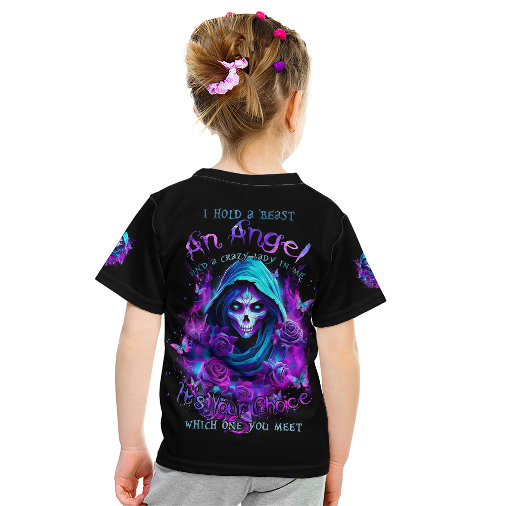 Witch Skull Kid T Shirt I Hold A Beast An Angel And Crazy Lady In Me