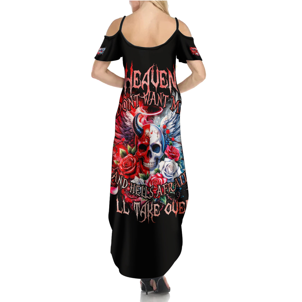 Evil Angel Skull Summer Maxi Dress Heaven Don't Want Me And Hell Afraid