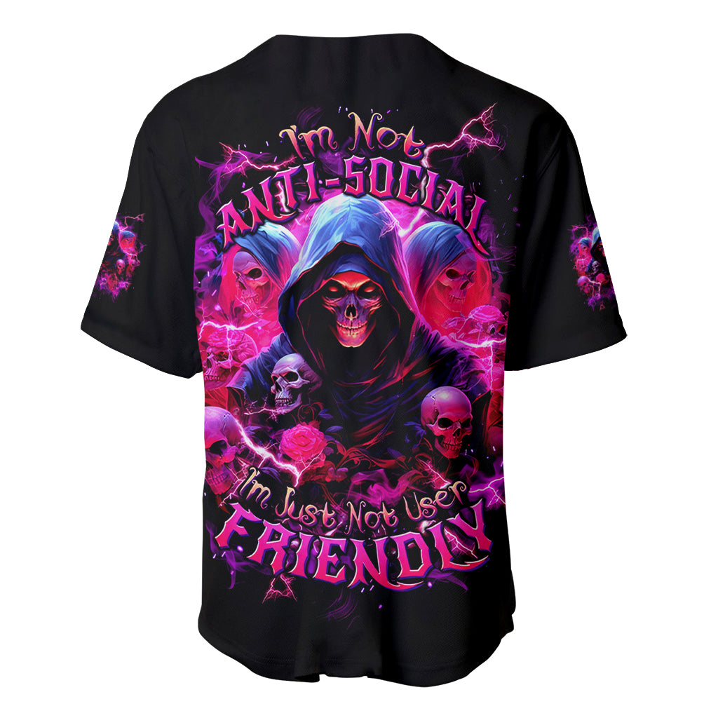 Witch Skull Baseball Jersey I'm Not Anti-Social I'm Just Not User Friendly