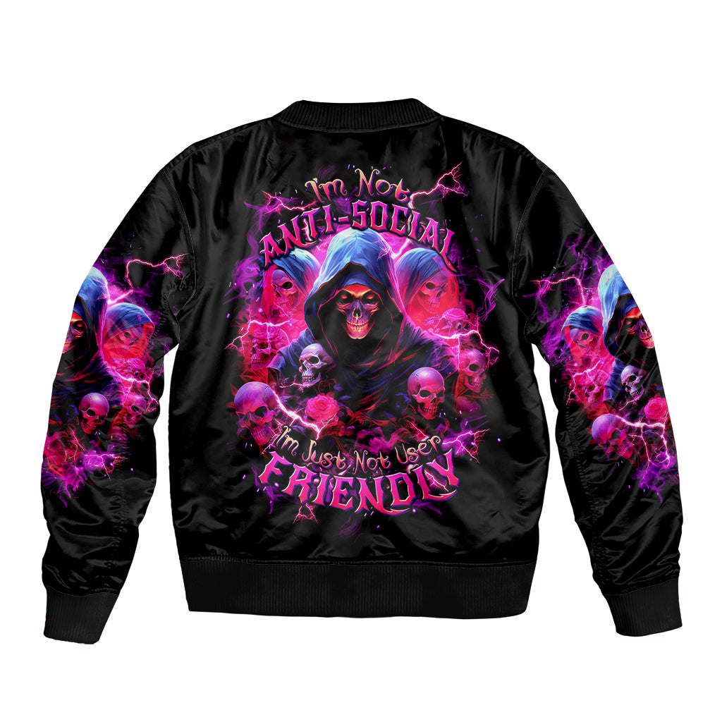 Witch Skull Bomber Jacket I'm Not Anti-Social I'm Just Not User Friendly