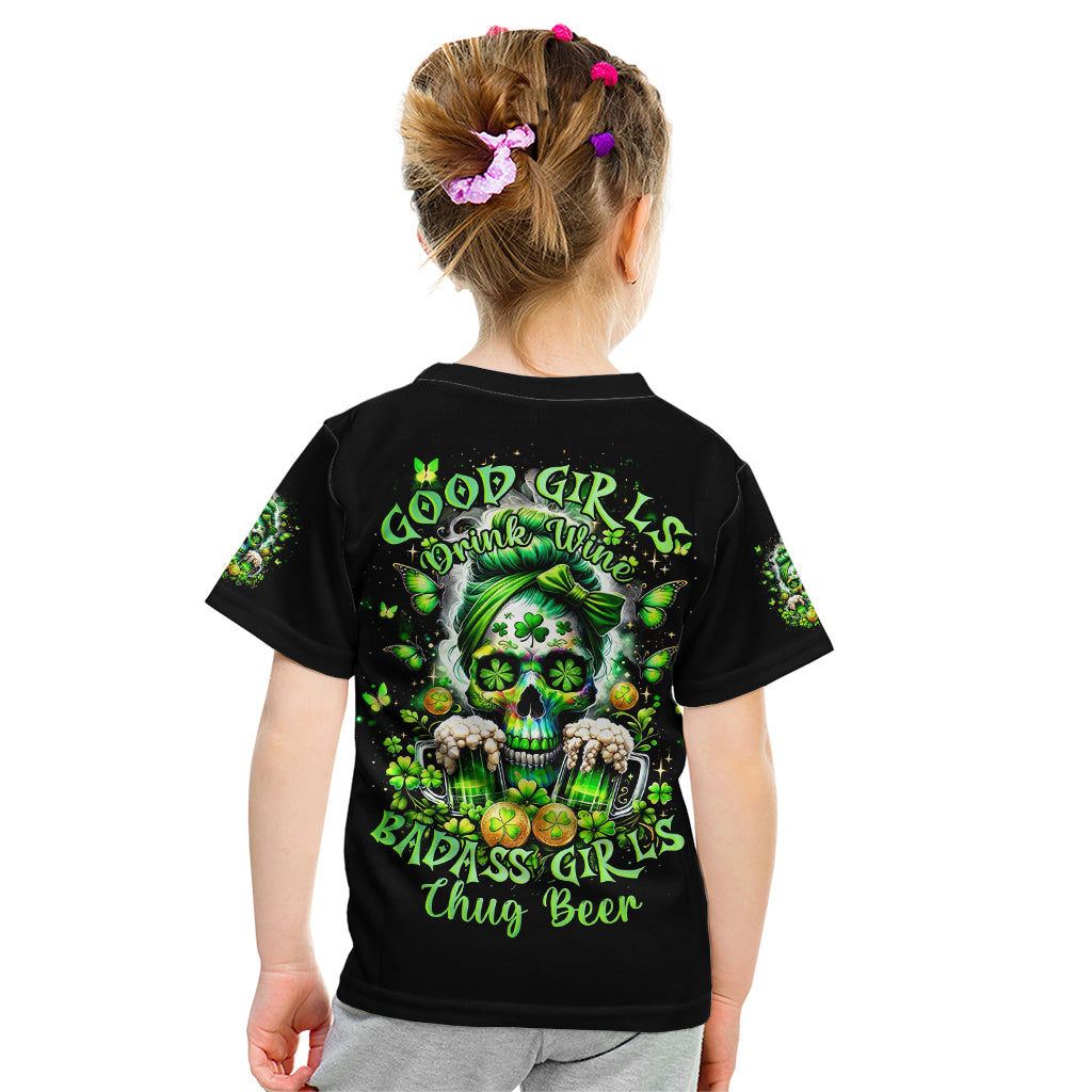 Irish Skull Kid T Shirt Good Girls Drink Wine Badass Girls Thug Beer