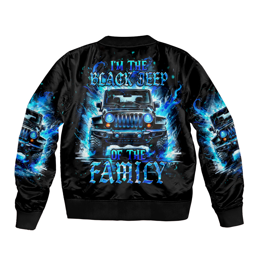 Flame Jeep Bomber Jacket I'm The Black Jeep Of The Family