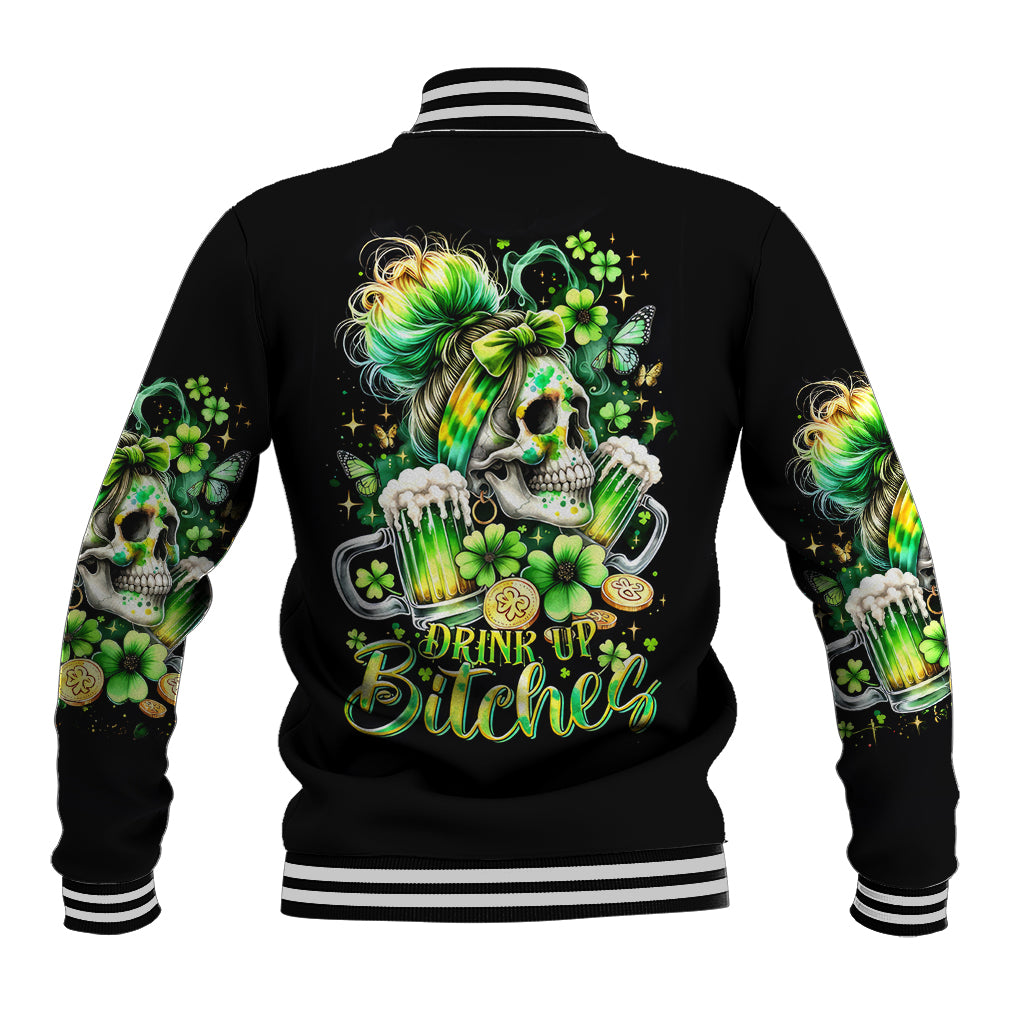 Irish Skull Baseball Jacket Drink Up Bitches