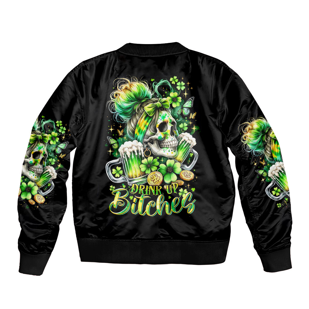 Irish Skull Bomber Jacket Drink Up Bitches