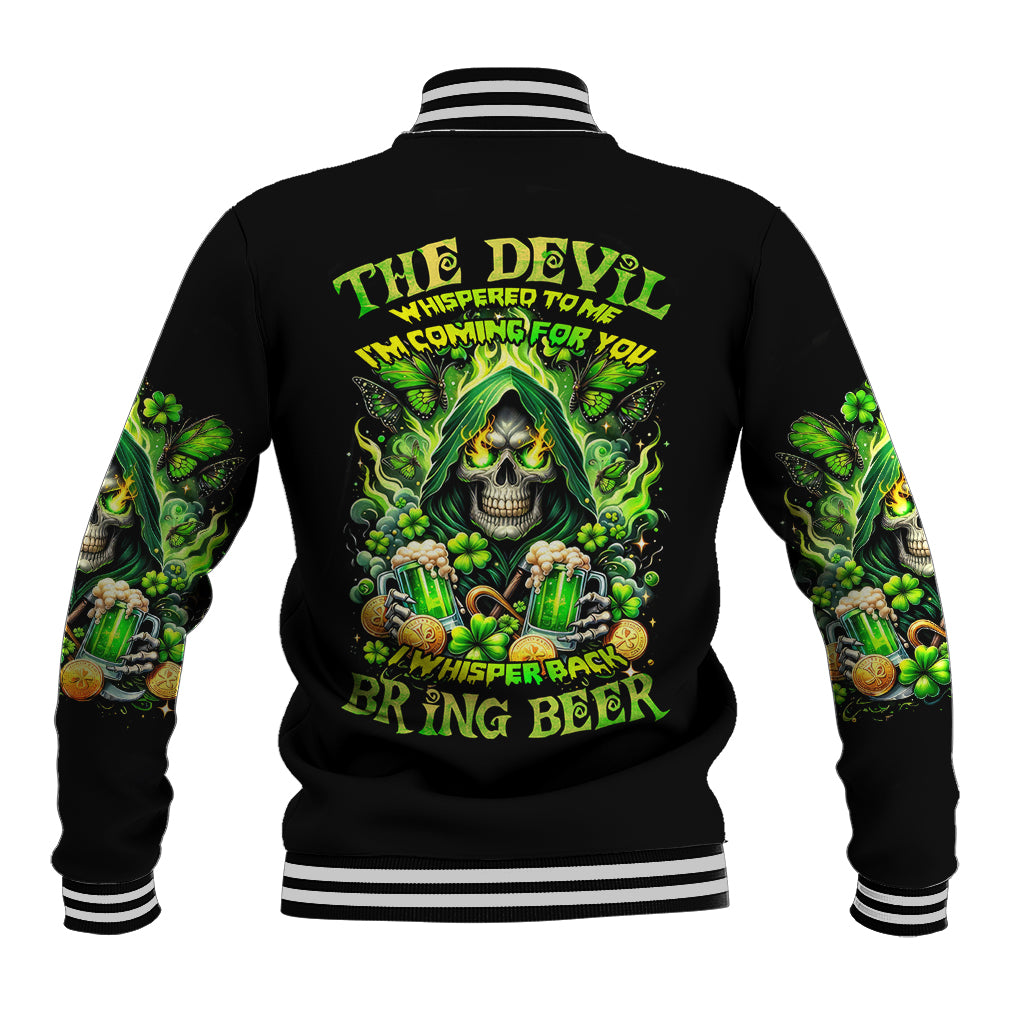 Irish Skull Baseball Jacket The Devil Whispered To Me I'm Coming For You