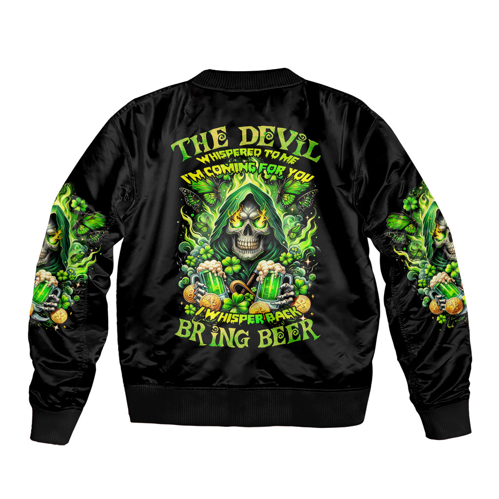 Irish Skull Bomber Jacket The Devil Whispered To Me I'm Coming For You