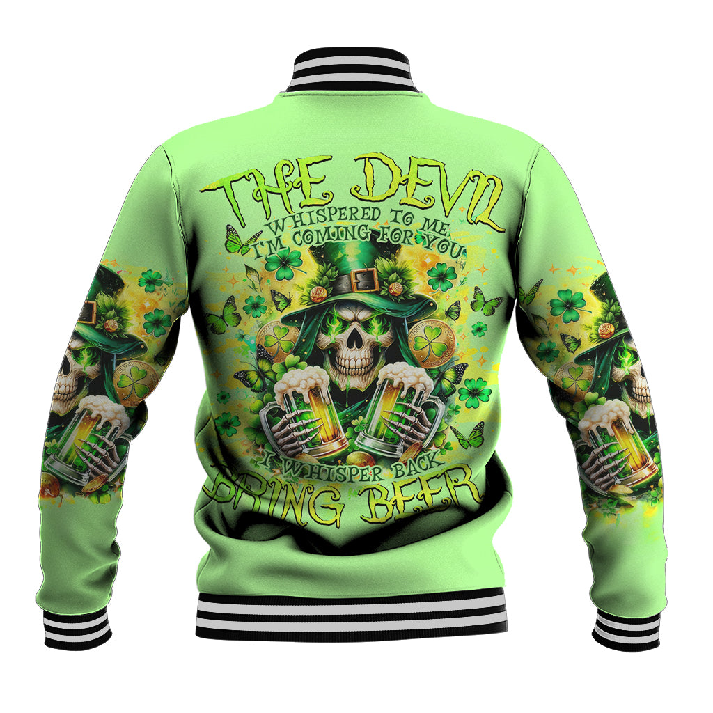 Irish Skull Baseball Jacket The Devil Whispered To Me I'm Coming For You