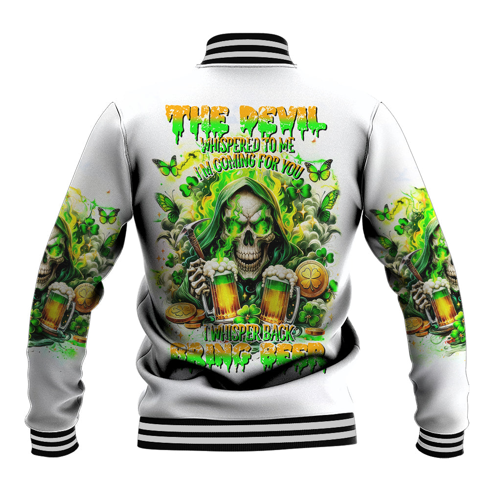 Irish Skull Baseball Jacket I Whisper Back Bring Beer