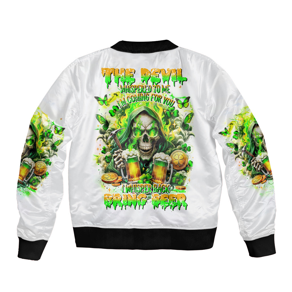 Irish Skull Bomber Jacket I Whisper Back Bring Beer