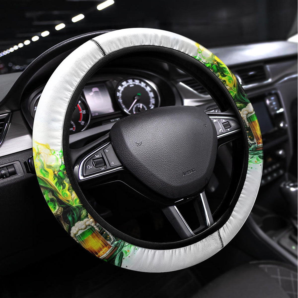 Irish Skull Steering Wheel Cover I Whisper Back Bring Beer