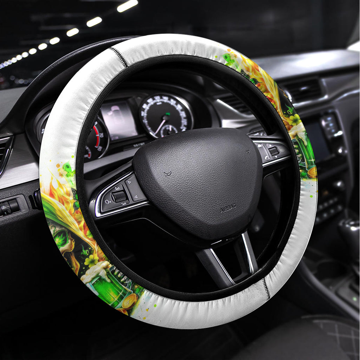 Irish Skull Steering Wheel Cover To Wash Down Another Beer To Wash Down This Beer