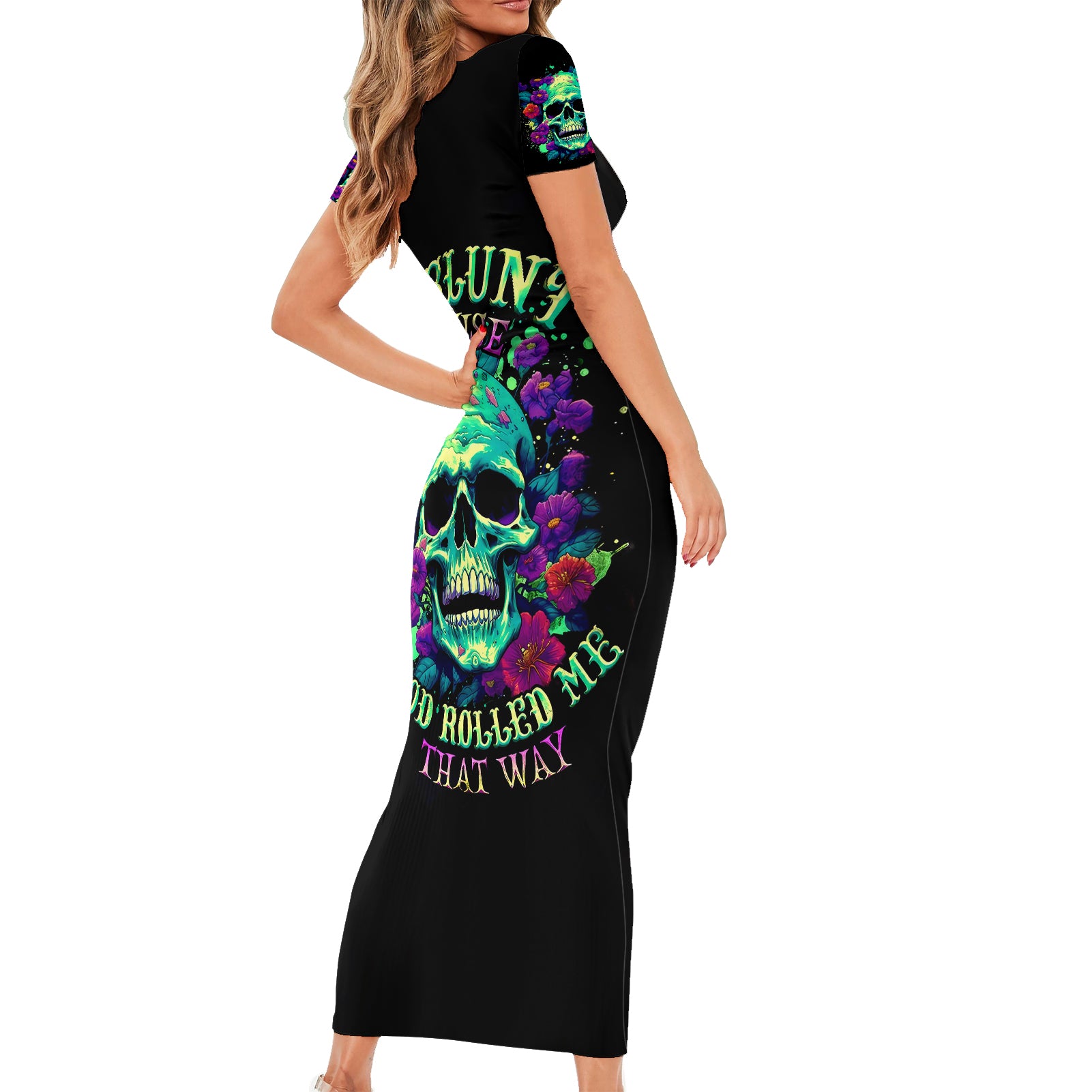 flower-skull-short-sleeve-bodycon-dress-i-blunt-because-god-rolled-me-that-way