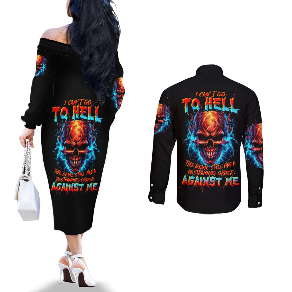 thunder-skull-couples-matching-off-the-shoulder-long-sleeve-dress-and-long-sleeve-button-shirts-i-cant-go-to-hell-devil-restrainning-order-against-me