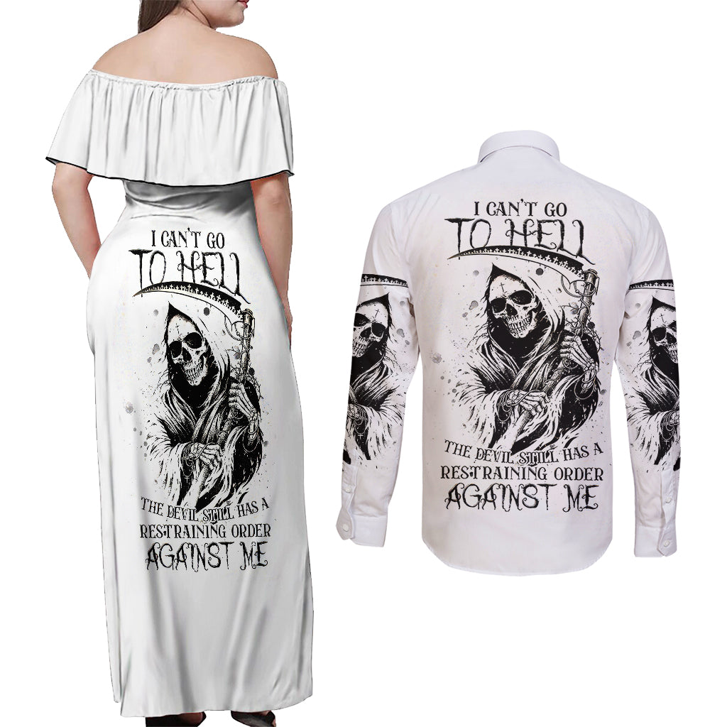 skull-reaper-couples-matching-off-shoulder-maxi-dress-and-long-sleeve-button-shirts-i-cant-go-to-hell-devil-restrainning-order-against-me