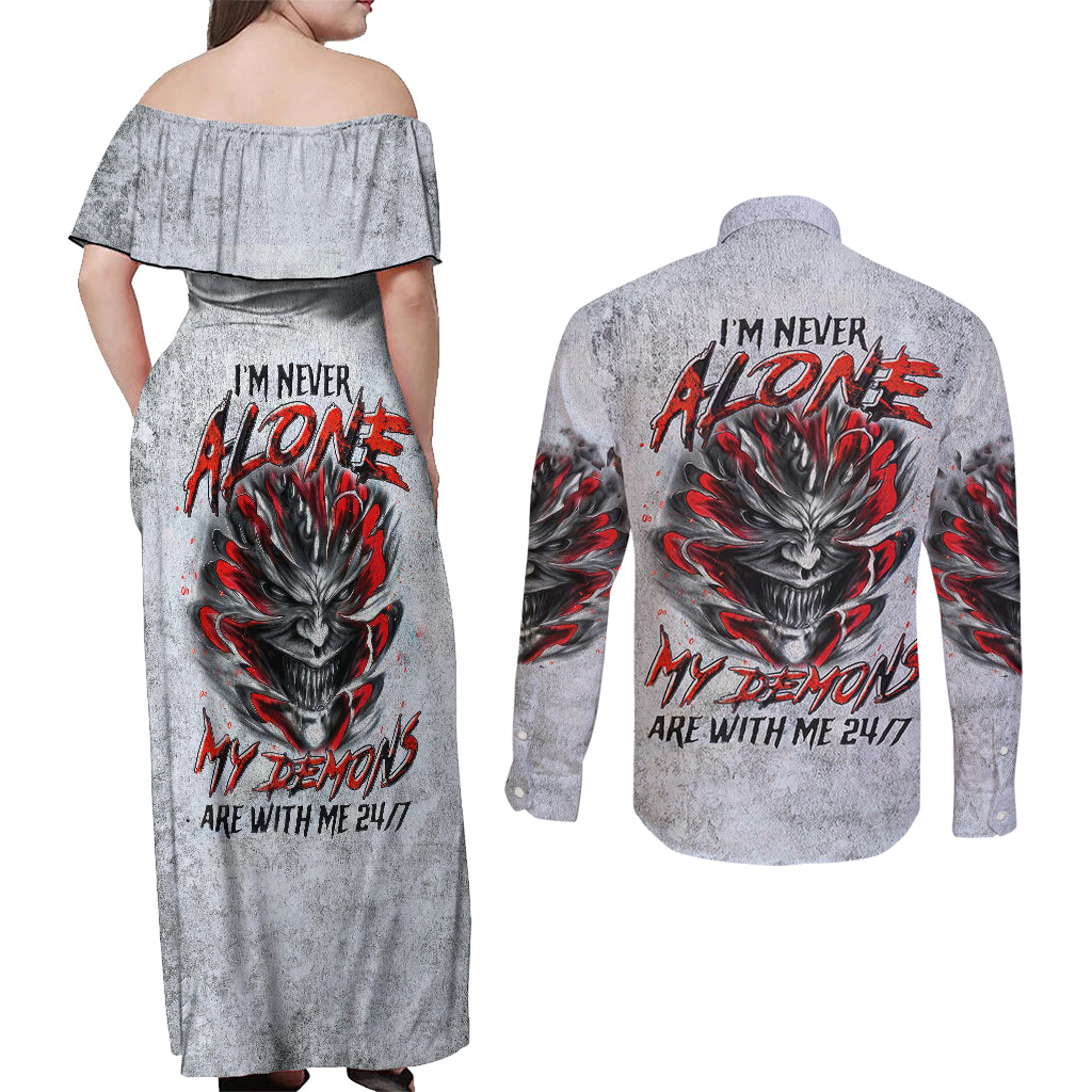 devil-skull-couples-matching-off-shoulder-maxi-dress-and-long-sleeve-button-shirts-i-never-alone-my-demon-with-me-247