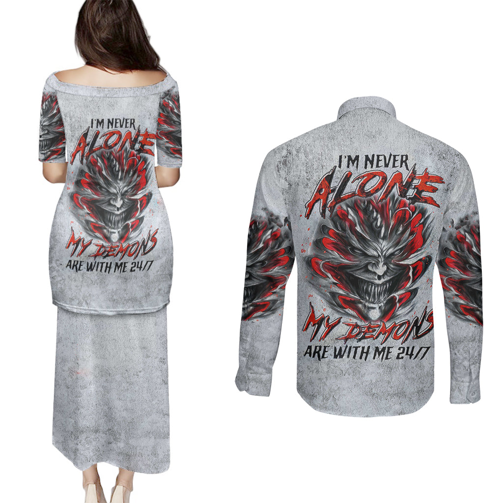 devil-skull-couples-matching-puletasi-dress-and-long-sleeve-button-shirts-i-never-alone-my-demon-with-me-247