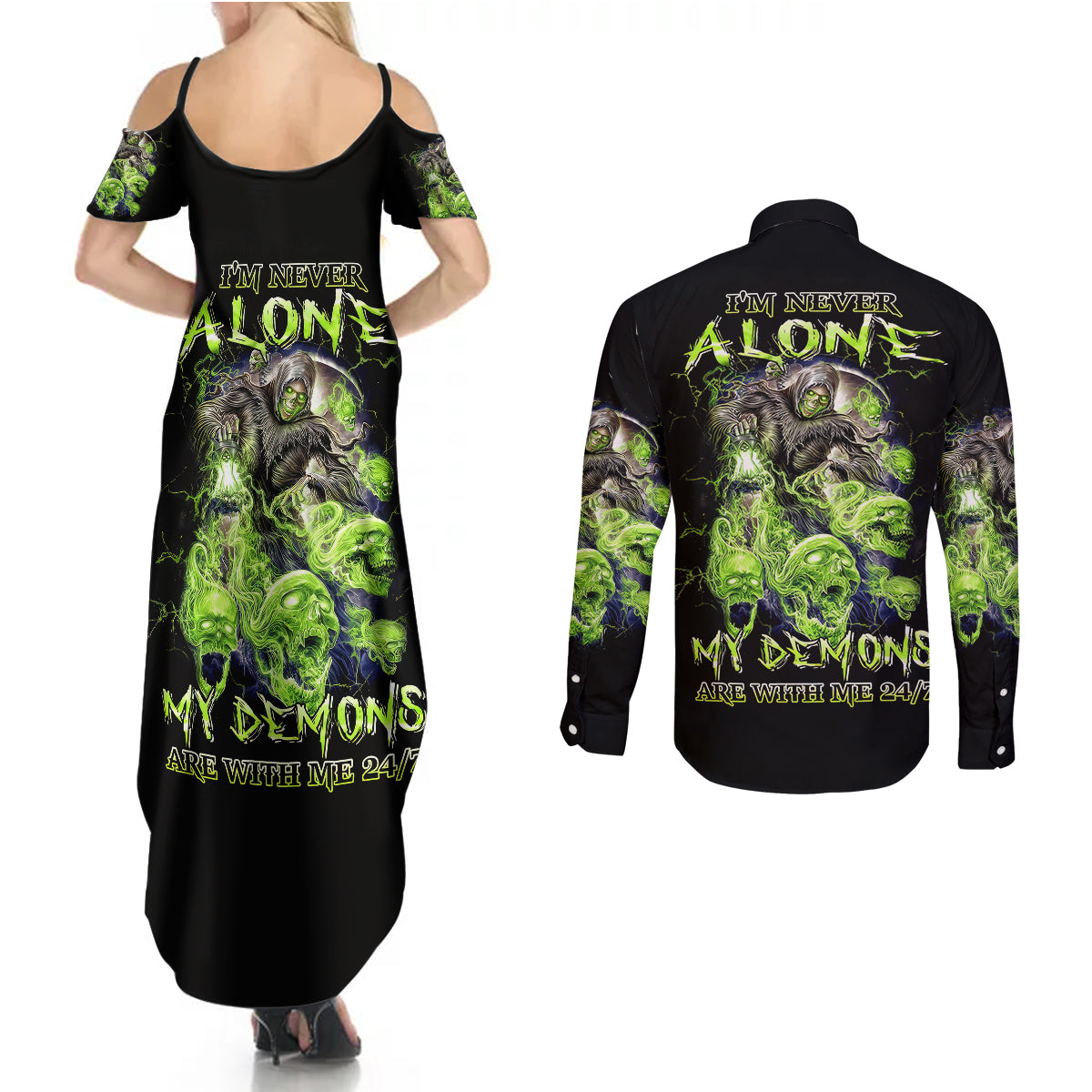 death-skull-couples-matching-summer-maxi-dress-and-long-sleeve-button-shirts-i-never-alone-my-demon-with-me-247