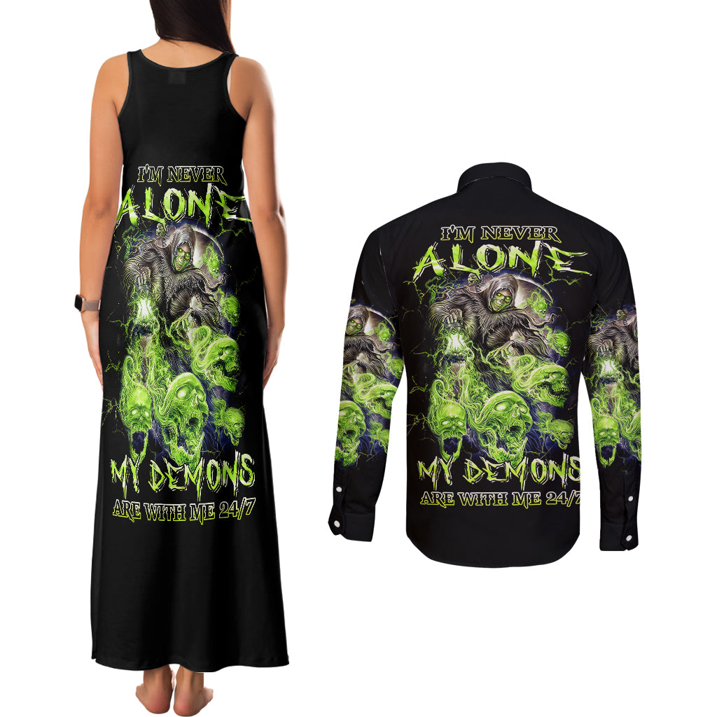 death-skull-couples-matching-tank-maxi-dress-and-long-sleeve-button-shirts-i-never-alone-my-demon-with-me-247