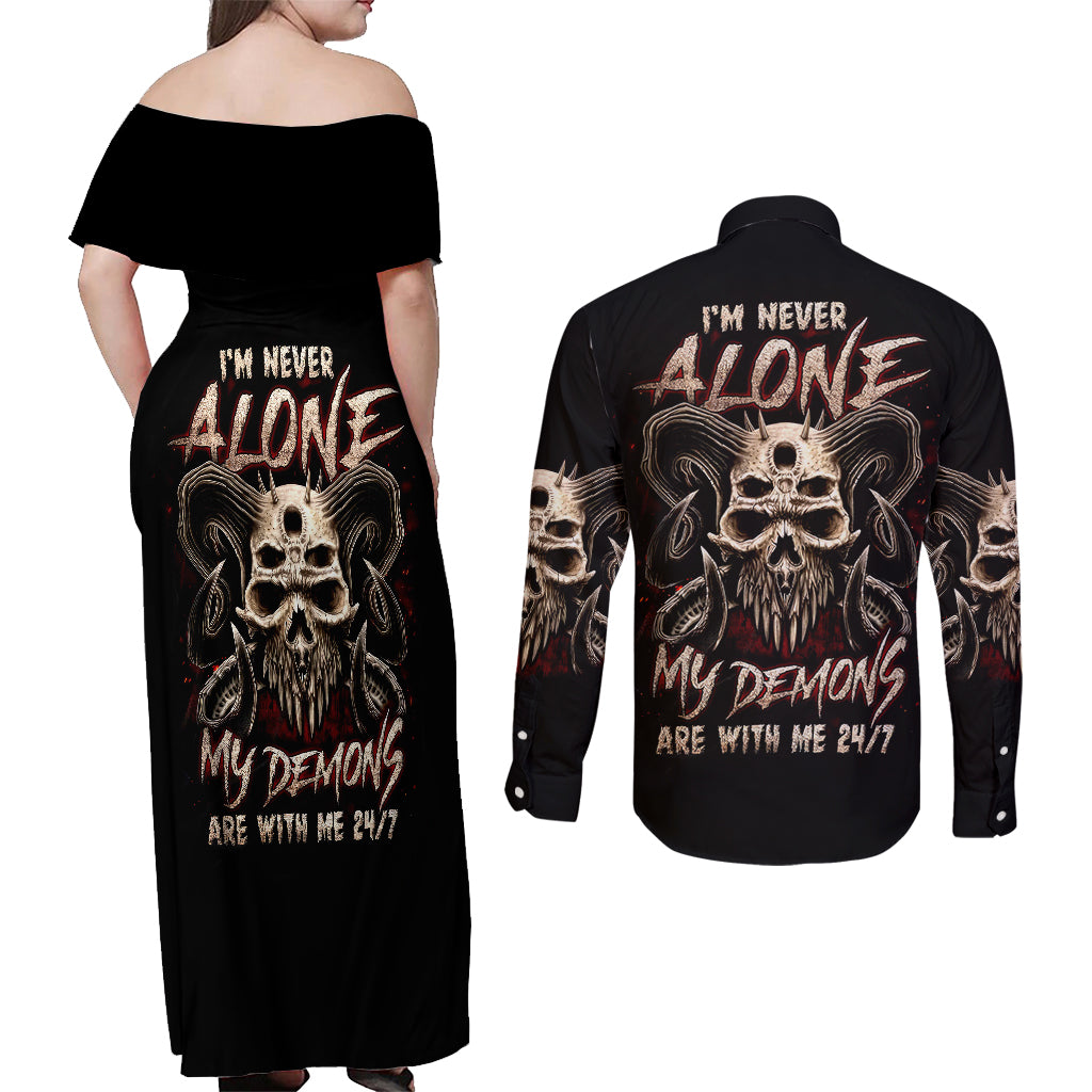 satan-skull-couples-matching-off-shoulder-maxi-dress-and-long-sleeve-button-shirts-i-never-alone-my-demon-with-me-247