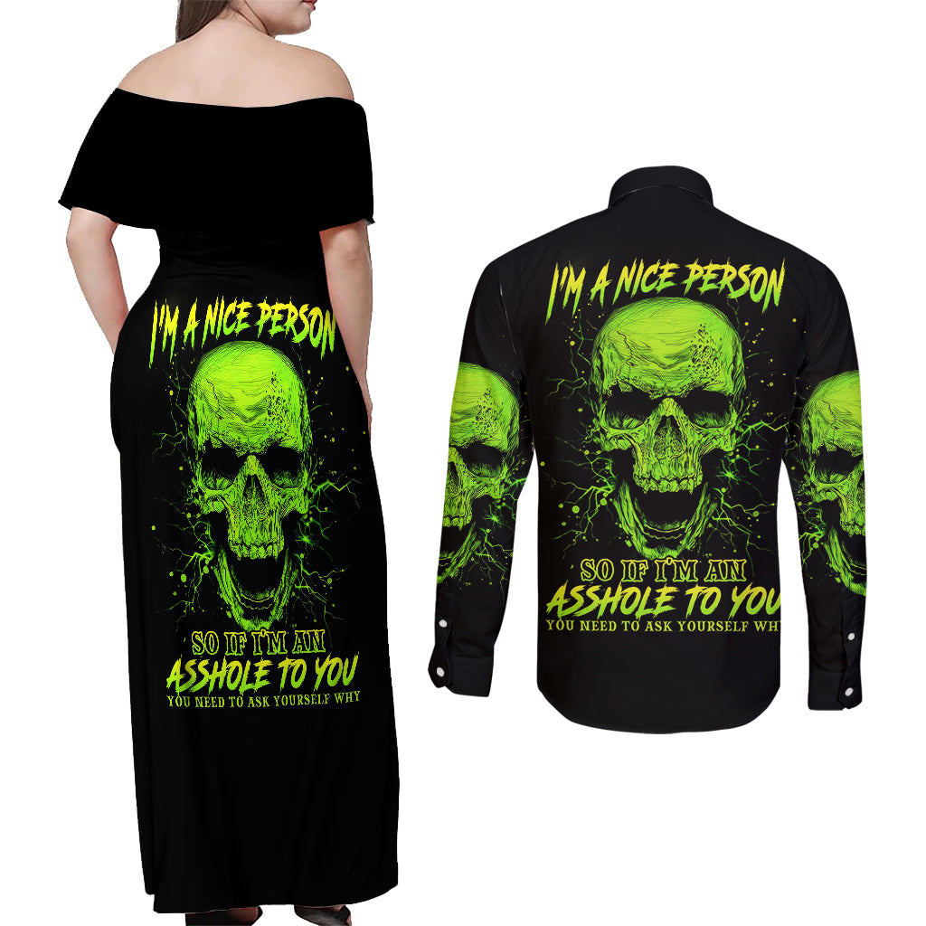 thunder-skull-couples-matching-off-shoulder-maxi-dress-and-long-sleeve-button-shirts-im-a-nice-person-so-if-im-an-asshole-you-need-to-ask-yourself