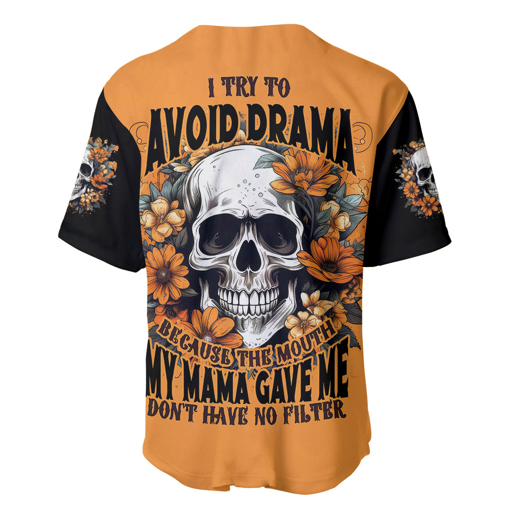 flower-skull-baseball-jersey-i-try-to-avoid-drama