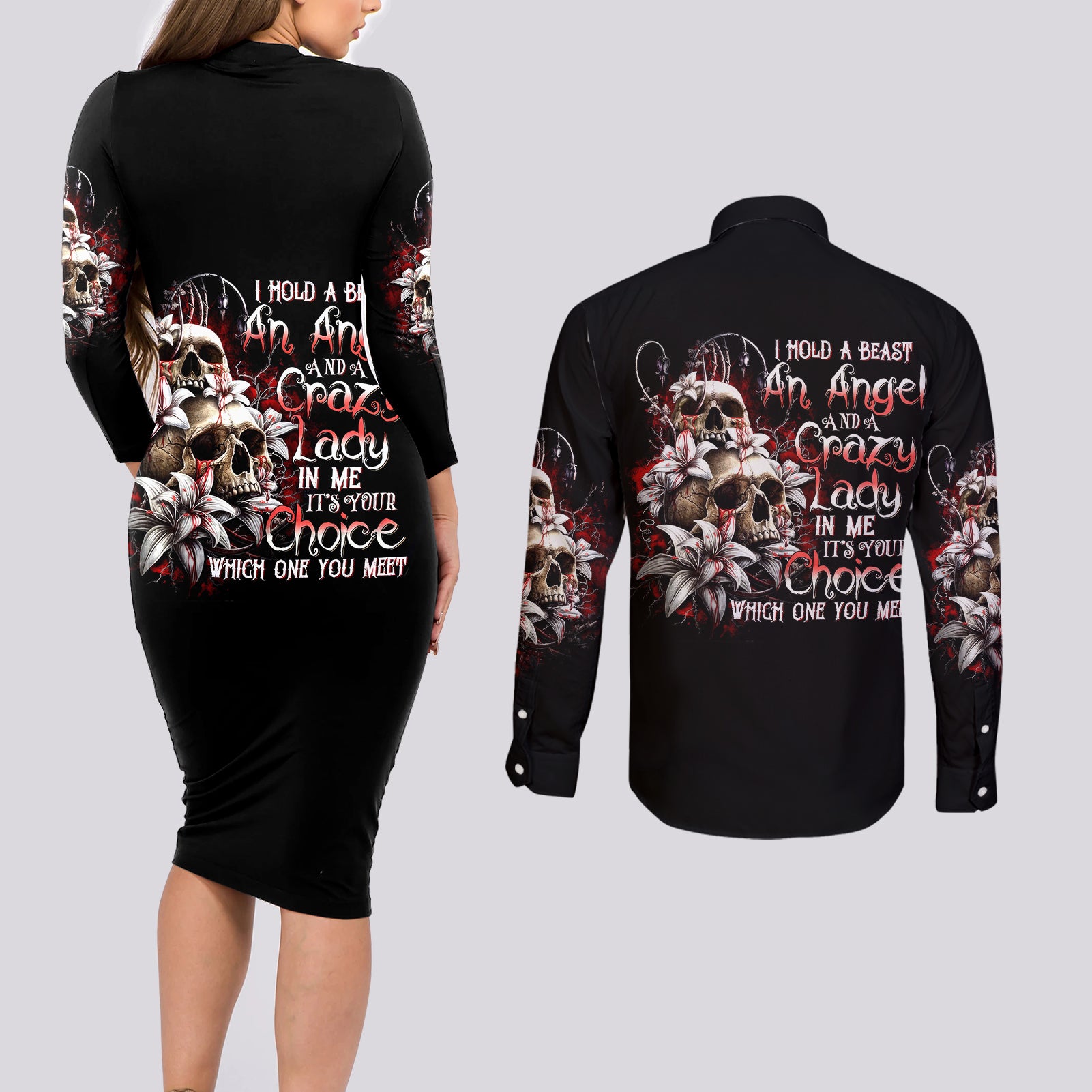 blood-skull-couples-matching-long-sleeve-bodycon-dress-and-long-sleeve-button-shirts-i-hold-a-angel-and-crazy-lady-it-your-choice