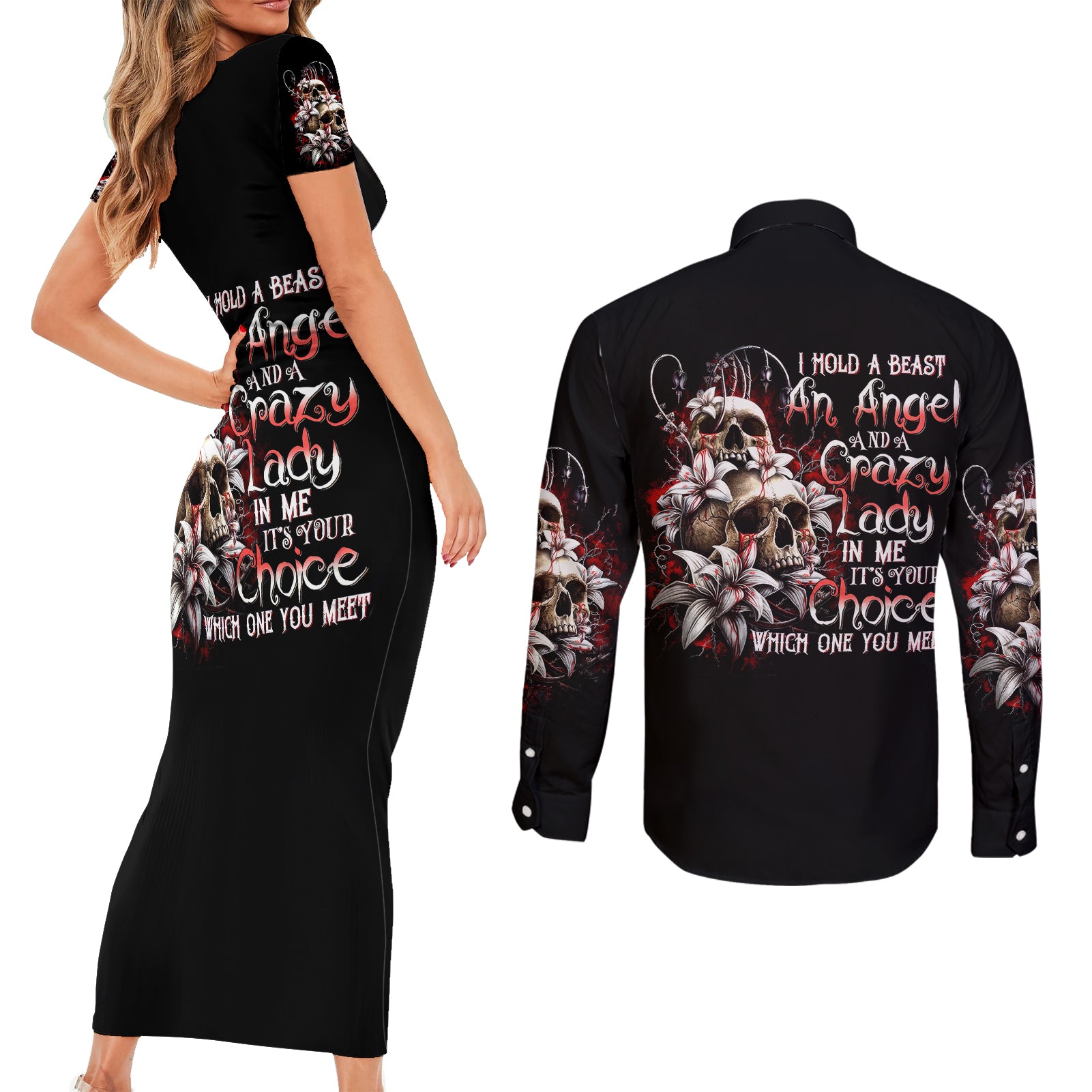 blood-skull-couples-matching-short-sleeve-bodycon-dress-and-long-sleeve-button-shirts-i-hold-a-angel-and-crazy-lady-it-your-choice