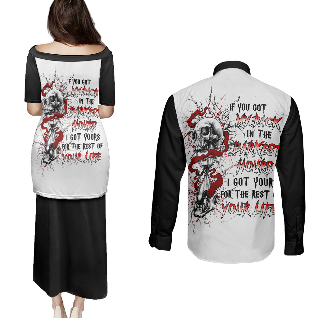 blood-skull-couples-matching-puletasi-dress-and-long-sleeve-button-shirts-you-got-my-back-i-got-your-rest-of-your-life