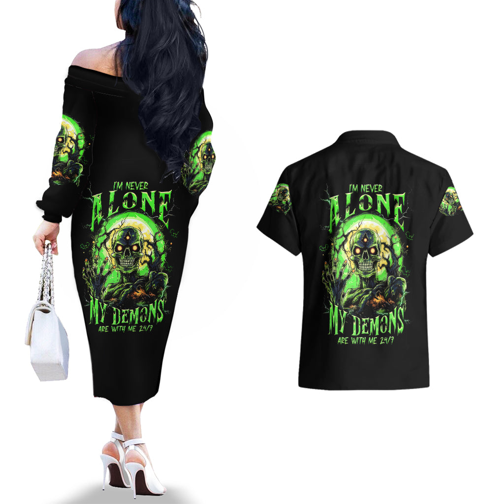 zombie-skull-couples-matching-off-the-shoulder-long-sleeve-dress-and-hawaiian-shirt-i-never-alone-my-demon-with-me-247