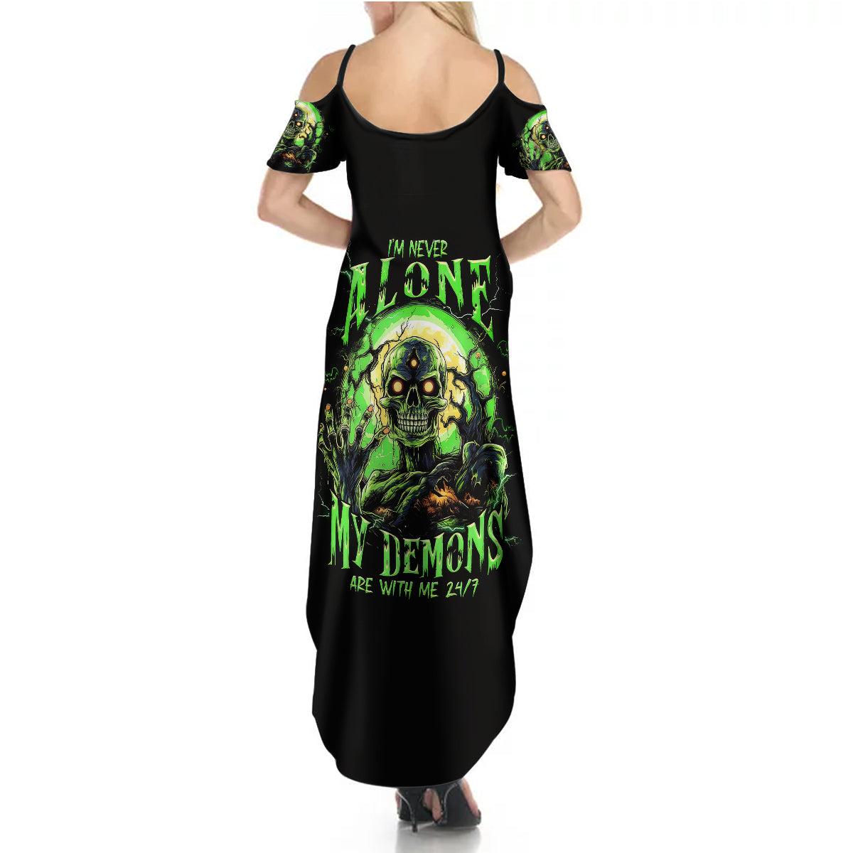 zombie-skull-summer-maxi-dress-i-never-alone-my-demon-with-me-247