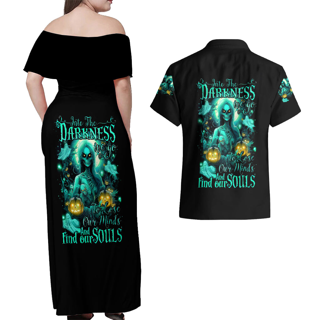 witch-skull-couples-matching-off-shoulder-maxi-dress-and-hawaiian-shirt-into-darkness-to-lose-our-mind-and-find-our-souls