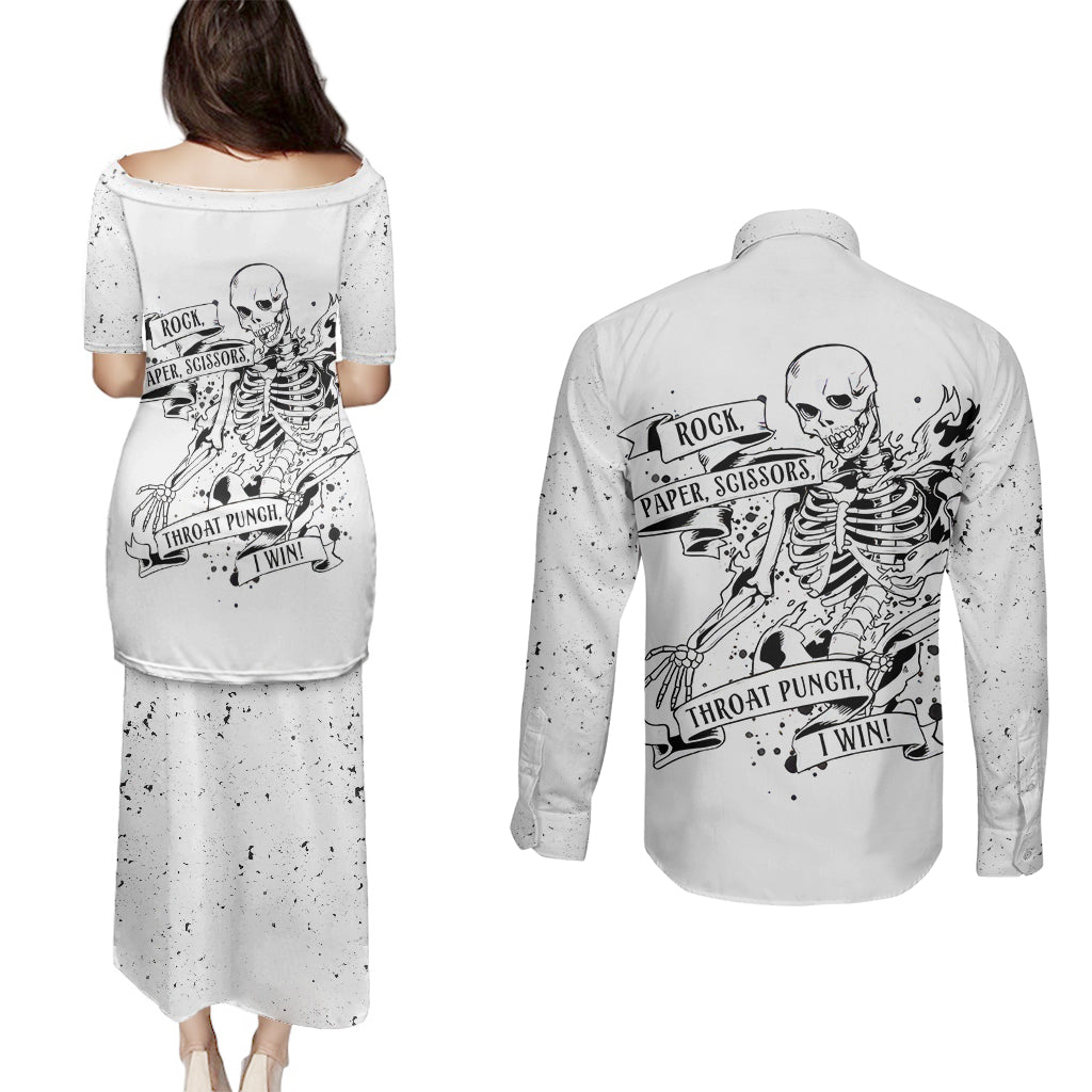 art-skull-couples-matching-puletasi-dress-and-long-sleeve-button-shirts-rock-paper-scissors-throat-punch-i-win