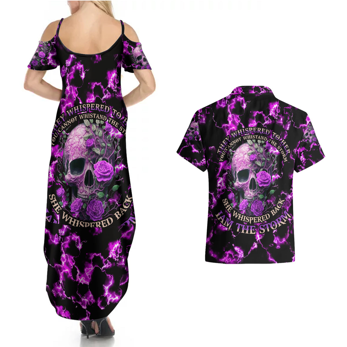 rose-skull-couples-matching-summer-maxi-dress-and-hawaiian-shirt-she-whispered-back-i-am-the-storm