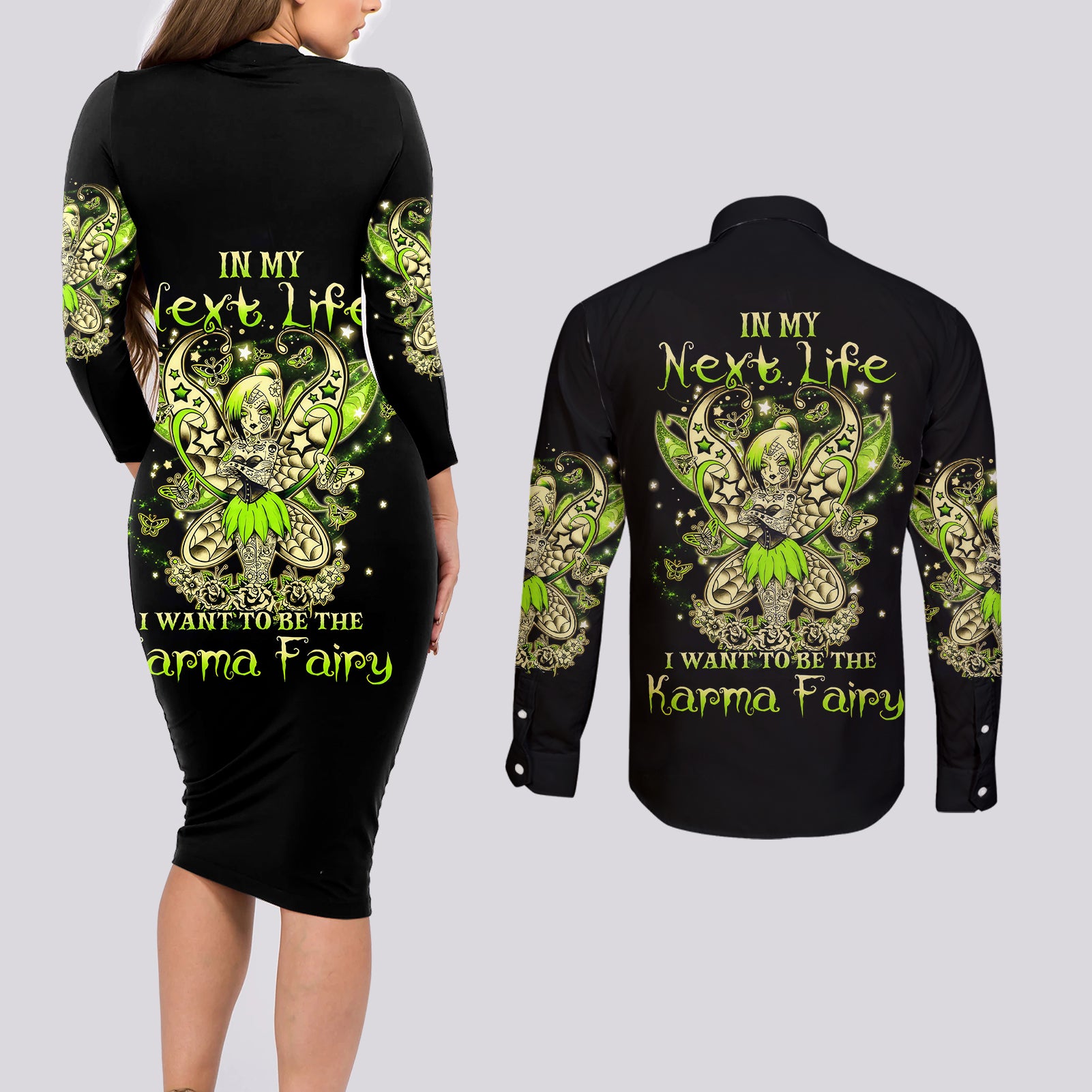 tinker-fairy-skull-couples-matching-long-sleeve-bodycon-dress-and-long-sleeve-button-shirts-my-next-life-i-want-to-be-karma-fairy