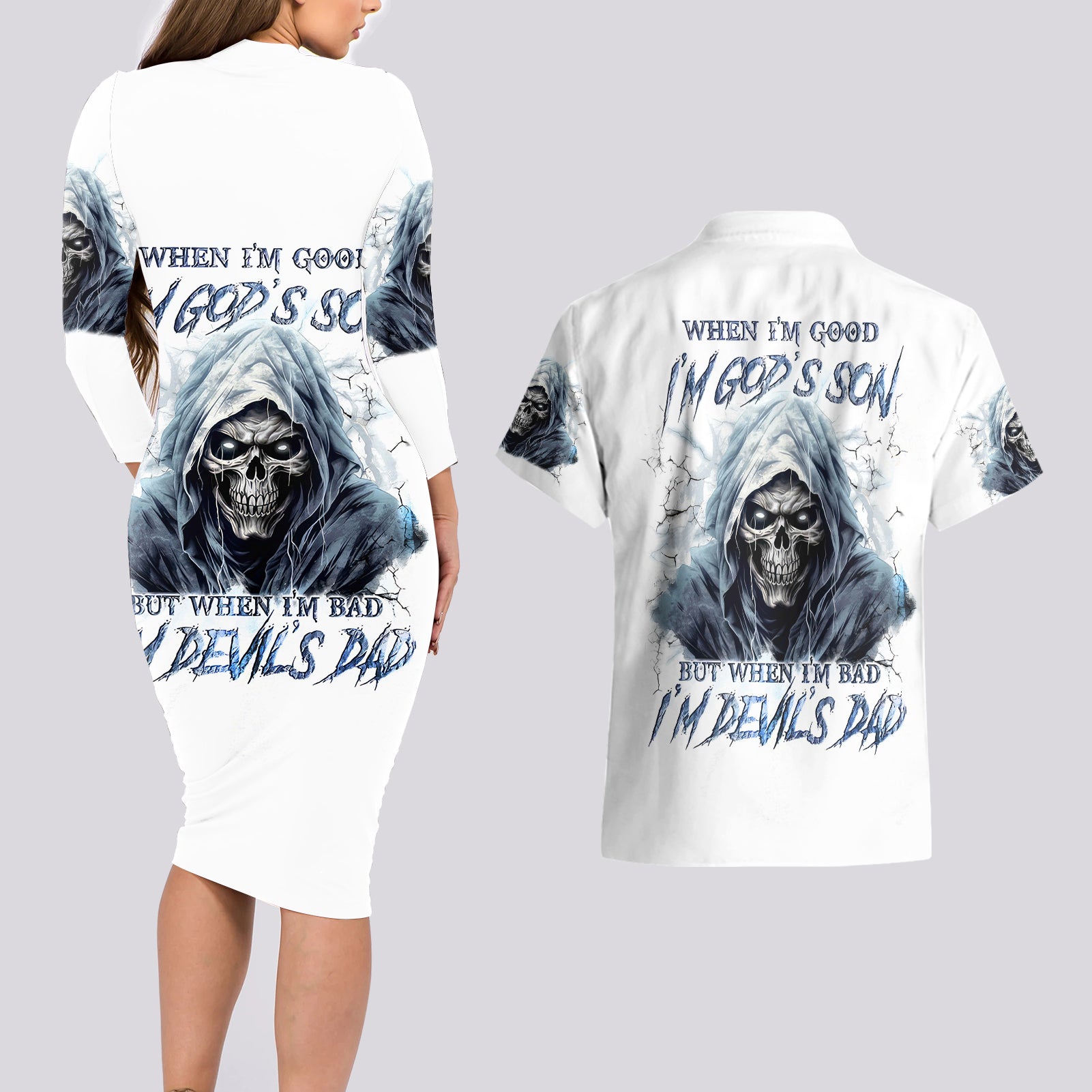 death-skull-couples-matching-long-sleeve-bodycon-dress-and-hawaiian-shirt-when-im-good-i-gods-son-but-when-im-bad-im-devils-dad