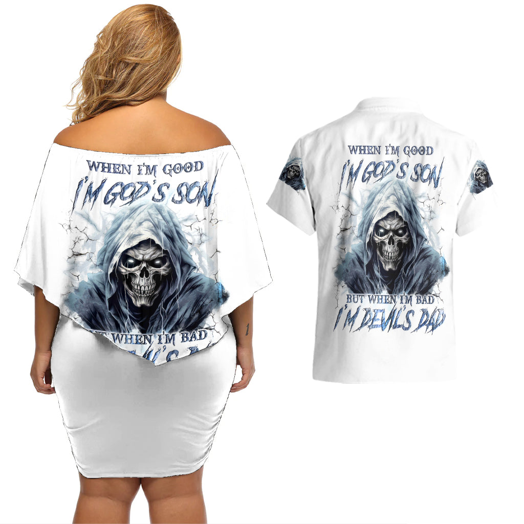 death-skull-couples-matching-off-shoulder-short-dress-and-hawaiian-shirt-when-im-good-i-gods-son-but-when-im-bad-im-devils-dad