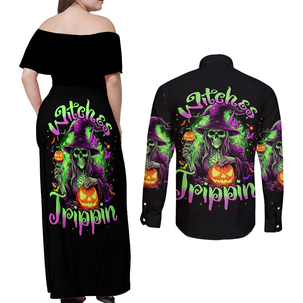 pumpkin-witch-skull-couples-matching-off-shoulder-maxi-dress-and-long-sleeve-button-shirts-witches-be-trippin