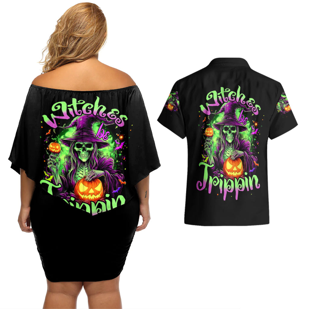 pumpkin-witch-skull-couples-matching-off-shoulder-short-dress-and-hawaiian-shirt-witches-be-trippin